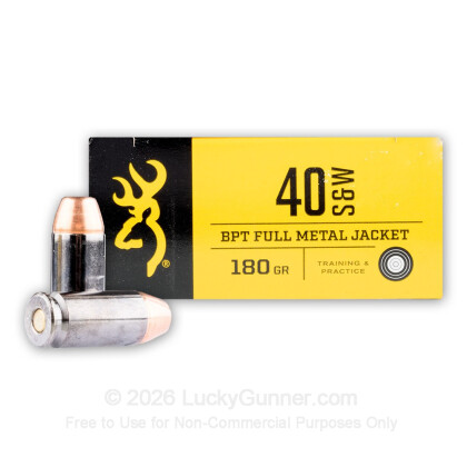 Large image of Premium 40 S&W Ammo For Sale - 180 Grain FMJ Ammunition in Stock by Browning BPT - 50 Rounds