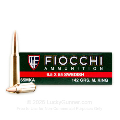 Large image of Premium 6.5x55 Swedish Ammo For Sale - 142 Grain Sierra MatchKing HP-BT Ammunition in Stock by Fiocchi Exacta- 20 Rounds