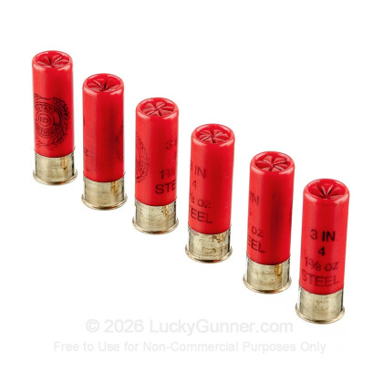 Large image of Cheap 12 Gauge Ammo For Sale - 3" 1-3/8 oz. #4 Steel Shot Ammunition in Stock by Estate HV - 25 Rounds
