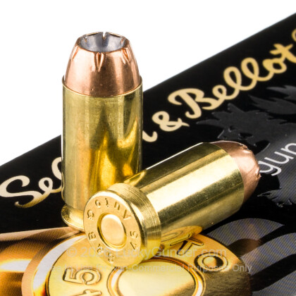 Large image of Cheap 45 ACP Ammo For Sale - 230 Grain Jacketed Hollow Point Ammunition in Stock by Sellier & Bellot - 1000 Rounds