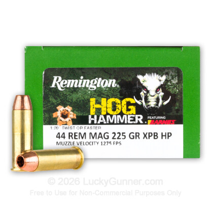 Large image of Premium 44 Mag Ammo For Sale - 225 Grain XPB Ammunition in Stock by Remington Hog Hammer - 20 Rounds