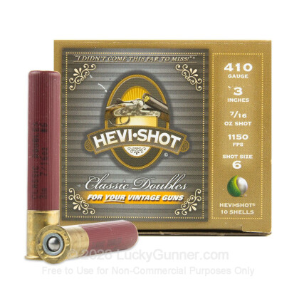 Large image of Premium 410 Gauge Ammo For Sale - 3" 7/16 oz. #6 Shot Ammunition in Stock by Hevi-Shot Classic Double - 10 Rounds