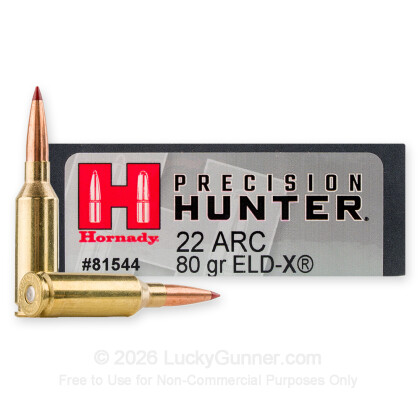 Large image of Hornady Precision Hunter 22 ARC Ammo For Sale - 80gr ELD-X - 20rds