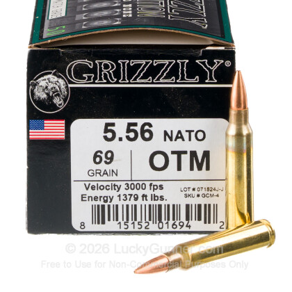 Image 2 of 5.56x45 Ammo (AR-15) from Grizzly Ammo Image 2 of Grizzly Ammo 5.56x45mm Ammo