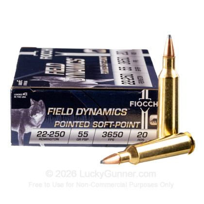 Large image of 22-250 Ammo For Sale - 55 gr PSP - Fiocchi Ammo Online