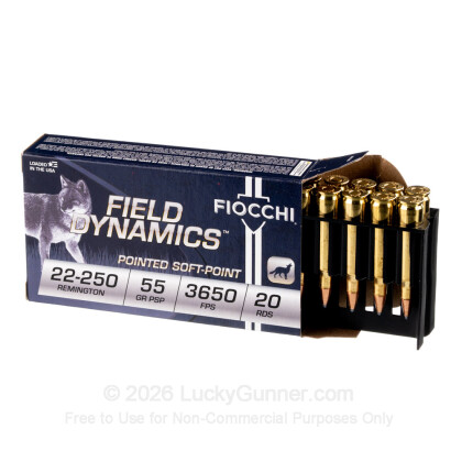 Large image of 22-250 Ammo For Sale - 55 gr PSP - Fiocchi Ammo Online