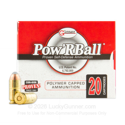 Large image of Premium 40 S&W Ammo For Sale - 135 Grain Pow'RBAll Ammunition in Stock by Glaser - 20 Rounds