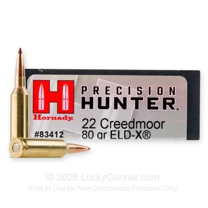 Large image of Hornady Precision Hunter 22 Creedmoor Ammo For Sale - 80 Grain ELD-X - 20 Rounds