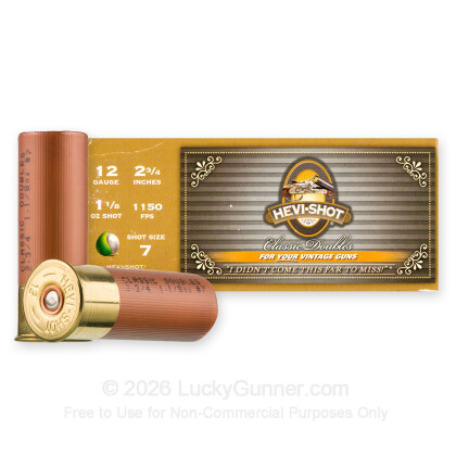 Large image of Premium 12 Gauge Ammo For Sale - 2-3/4” 1-1/8oz. #7 Shot Ammunition in Stock by Hevi-Shot Classic Doubles - 10 Rounds