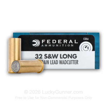 Large image of 32 S&W Long Ammo For Sale - 98 gr Lead Wadcutter - 32 S&W Long Ammunition by Federal For Sale - 20 Rounds
