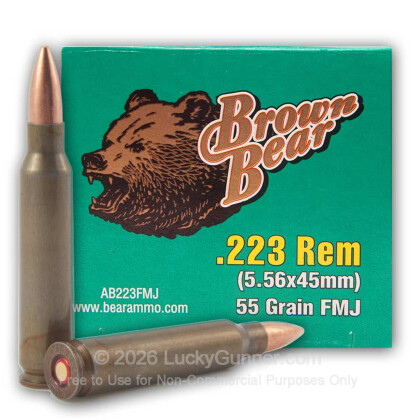 Image 1 of Rifle Ammo from Brown Bear Image 1 of Brown Bear .223 Remington Ammo