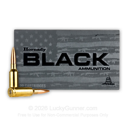 Large image of Premium 6mm ARC Ammo For Sale - 105 Grain HPBT Ammunition in Stock by Hornady BLACK - 20 Rounds