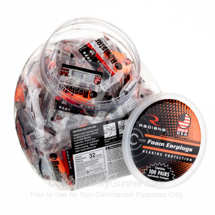 Large image of Bulk Earplug Dispenser Jar For Sale - Foam 32 NRR Earplugs in Stock by Radians Safety Resistor 32  - 100 Pair