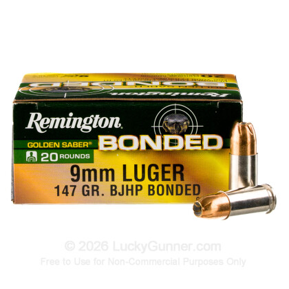 Large image of Premium 9mm Ammo For Sale - 147 Grain JHP Ammunition in Stock by Remington HTP - 20 Rounds