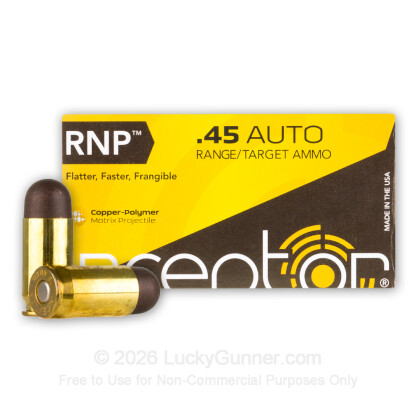 Large image of Premium 45 ACP Ammo For Sale - 130 Grain Frangible Ammunition in Stock by Inceptor Sport Utility - 50 Rounds