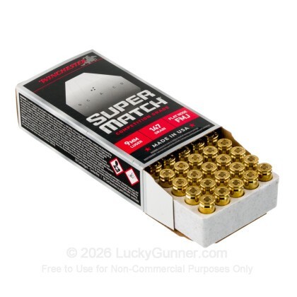Large image of Winchester Super Match Minor Power Factor 9mm Ammo For Sale - 147 Grain FMJ FN - 500 Rounds