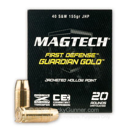 Large image of 40 S&W Ammo - 155 gr JHP - Magtech Guardian Gold 40 S&W Ammunition - 20 Rounds