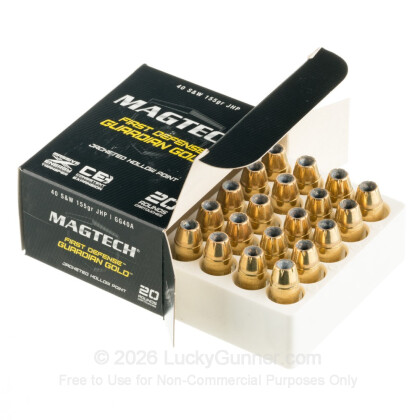 Large image of 40 S&W Ammo - 155 gr JHP - Magtech Guardian Gold 40 S&W Ammunition - 20 Rounds