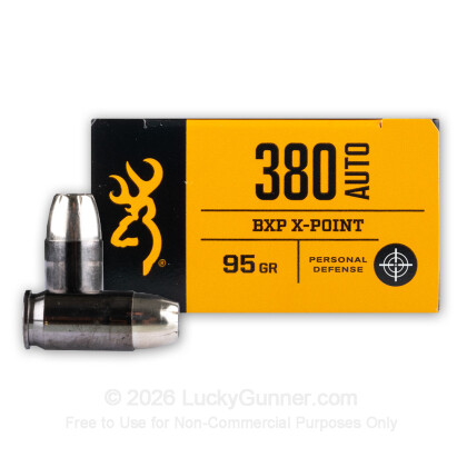 Large image of Premium 380 Auto Ammo For Sale - 95 Grain X-Point JHP Ammunition in Stock by Browning BXP - 20 Rounds