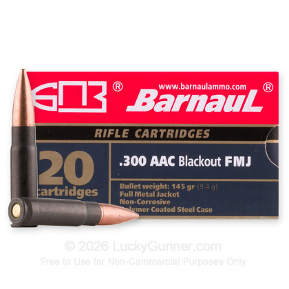 Large image of Cheap 300 AAC Blackout Ammo For Sale - 145 Grain FMJ Ammunition in Stock by Barnaul - 20 Rounds