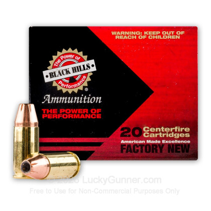 Large image of Premium 9mm Luger Ammo For Sale - 124 Grain JHP Ammunition in Stock by Black Hills - 20 Rounds