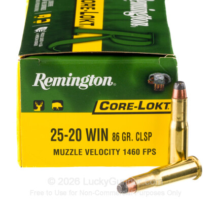 Large image of Remington Core-Lokt 25-20 Win Ammo For Sale - 86 Grain SP - 50 Rounds