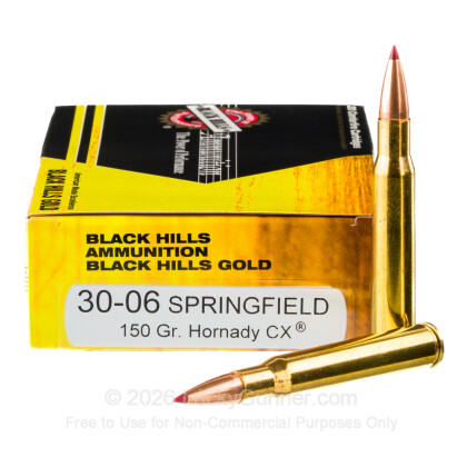Large image of Black Hills 30-06 Ammo For Sale - 150gr CX - 20 Rounds