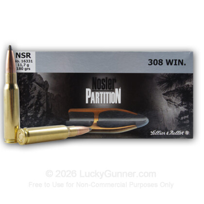 Large image of 308 Ammo For Sale - 180 gr Nosler Partition - Sellier & Bellot Ammo Online