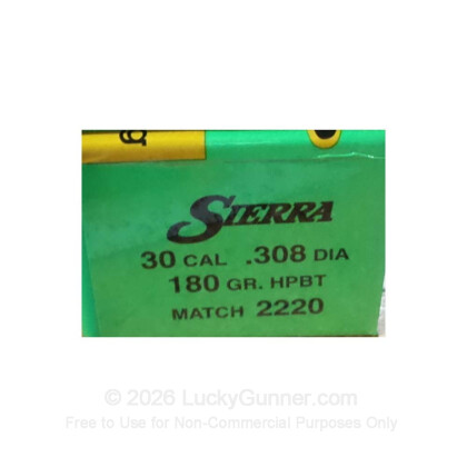 Large image of Bulk 308 Win (.308) Bullets for Sale - 180 Grain HPBT Bullets in Stock by Sierra MatchKing - 100