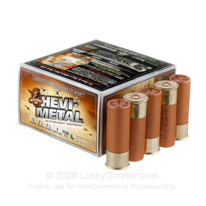 Large image of Premium 12 Gauge Ammo For Sale - 2-3/4" 1-1/8 oz. #4 Shot Ammunition in Stock by Hevi-Shot Pheasant Hevi-Metal - 25 Rounds