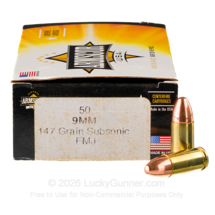 Large image of Bulk 9mm Ammo For Sale - 147 Grain FMJ Ammunition in Stock by Armscor - 1000 Rounds