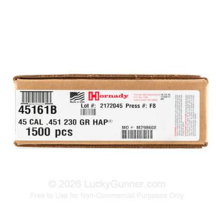 Large image of Bulk 45 ACP (.451") Bullets for Sale - 230 Grain HAP Bullets in Stock by Hornady - 1500