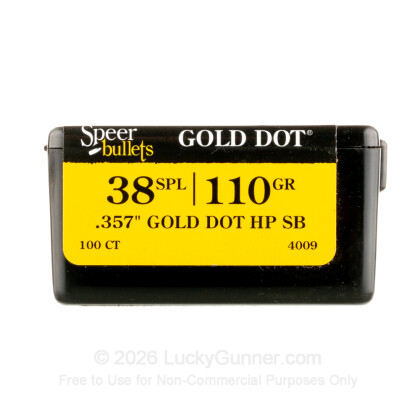 Large image of Bulk 38 Special (.357) Bullets for Sale - 110 Grain JHP Bonded Bullets in Stock by Speer - 100