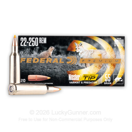 Large image of Premium 22-250 Ammo For Sale - 55 gr Nosler Ballistic Tip - Federal Premium Ammo Online - 20 Rounds