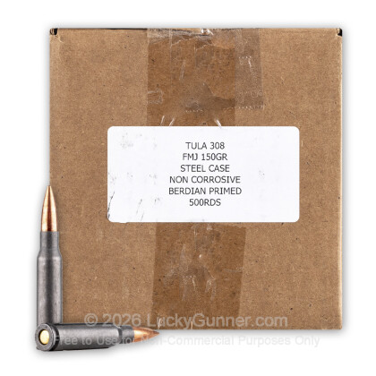 Large image of Bulk 308 Ammo For Sale - 150 Grain FMJ Ammunition in Stock by Tula - 500 Rounds Loose