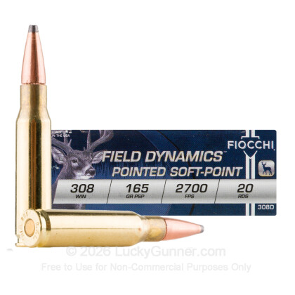 Large image of Cheap 308 Ammo For Sale - 165 Grain PSP Ammunition in Stock by Fiocchi - 20 Rounds