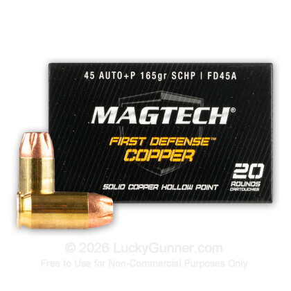 Large image of 45 ACP +P Ammo For Sale - 165 gr SCHP - Magtech First Defense Ammunition In Stock - 20 Rounds