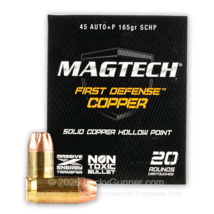 Large image of 45 ACP +P Ammo For Sale - 165 gr SCHP - Magtech First Defense Ammunition In Stock - 20 Rounds