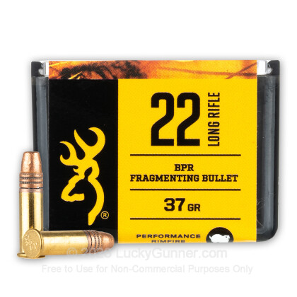 Large image of Premium 22 LR Ammo For Sale - 37 Grain Fragmenting HP Ammunition in Stock by Browning BPR - 50 Rounds