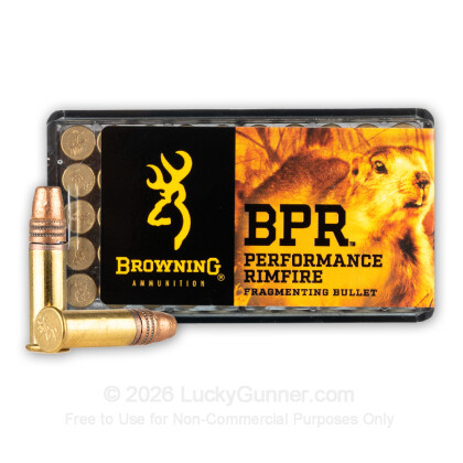 Large image of Premium 22 LR Ammo For Sale - 37 Grain Fragmenting HP Ammunition in Stock by Browning BPR - 50 Rounds