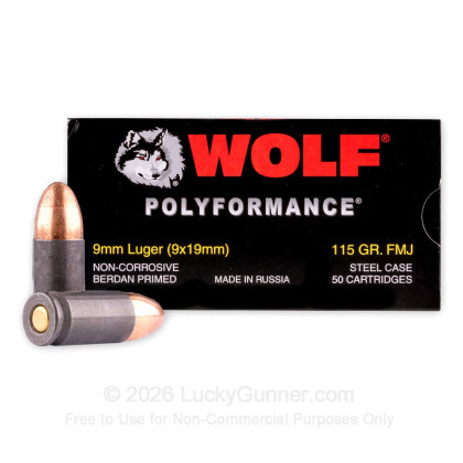 Image 1 of Wolf 9mm Luger (9x19) Ammo