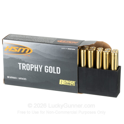 Large image of Premium 270 Ammo For Sale - 150 Grain VLD Hunting Ammunition in Stock by HSM Trophy Gold - 20 Rounds
