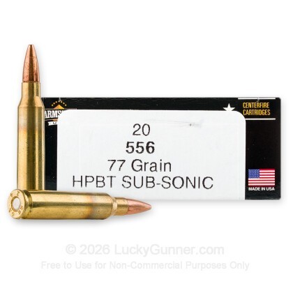 Large image of Armscor Subsonic 5.56x45 Ammo For Sale - 77 Grain OTM - 200 Rounds