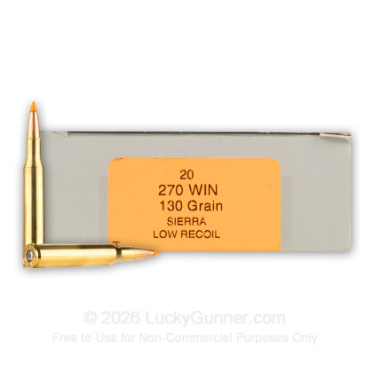Large image of Premium 270 Ammo For Sale - 130 Grain Polymer Tip Ammunition in Stock by HSM Low Recoil - 20 Rounds