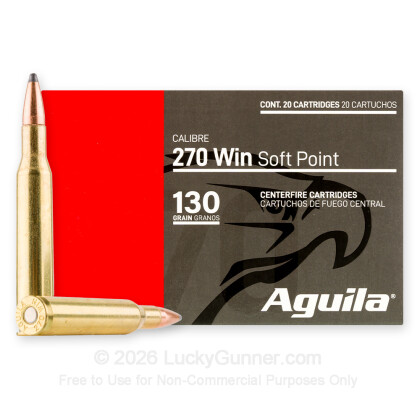 Large image of Aguila 270 Ammo For Sale - 130 Grain SP - 20 Rounds