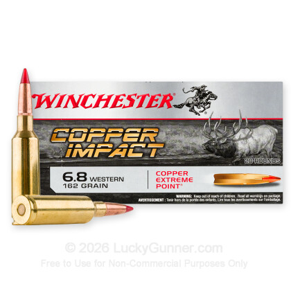 Large image of Premium 6.8 Western Ammo For Sale - 162 Grain Extreme Point Ammunition in Stock by Winchester Copper Impact - 20 Rounds