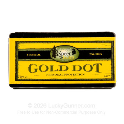 Large image of Premium 44 Cal Bullets For Sale - Bonded JHP 200 Grain Bullets in Stock by Speer Gold Dot - 100 Bullets
