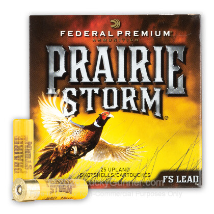 Large image of Premium 20 Gauge Ammo For Sale - 3” 1-1/4oz. #5 Shot Ammunition in Stock by Federal Prairie Storm FS Lead - 25 Rounds