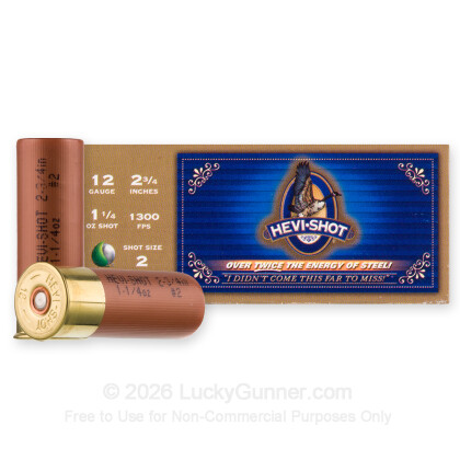 Large image of Premium 12 Gauge Ammo For Sale - 2-3/4" 1-1/4oz. #2 Shot Ammunition in Stock by Hevi-Shot Duck - 10 Rounds