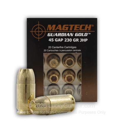 Large image of Cheap 45 GAP Ammo For Sale - 230 gr JHP - Magtech Guardian Gold Ammunition In Stock - 20 Rounds